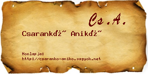 Csarankó Anikó névjegykártya